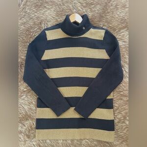 Ralph Lauren Black and Gold Striped Turtleneck Sweater